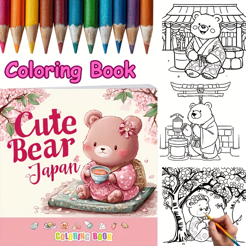 Adult Coloring Book Stress Relief - Yetişkin Stres Azaltma için Japonya'da 28