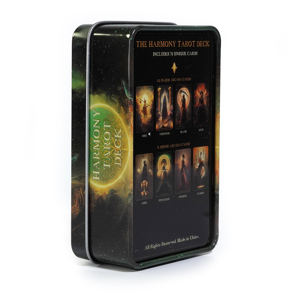 Tarot Deck With Guidebook - Yaldızlı kenarları ile bir teneke içinde