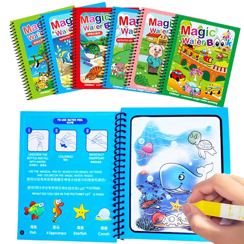 Reusable Water Magic Coloring Book - Çocuklar Montessori oyuncaklar yeniden boyama kitabı
