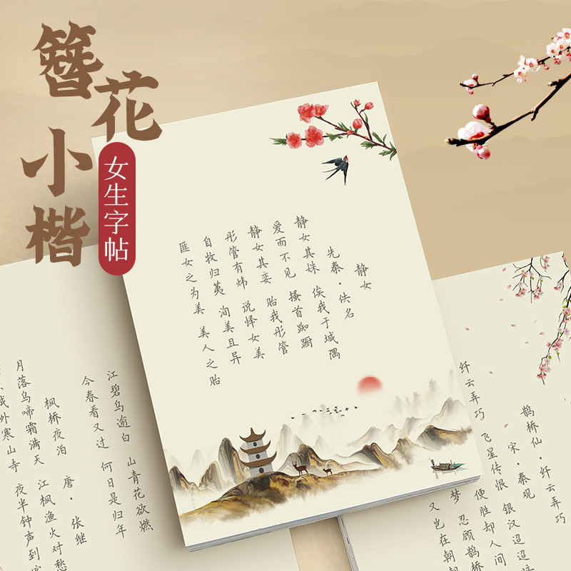 Chinese Calligraphy Practice Book - Saç Tokası Çiçeği Küçük Kai Şarkı