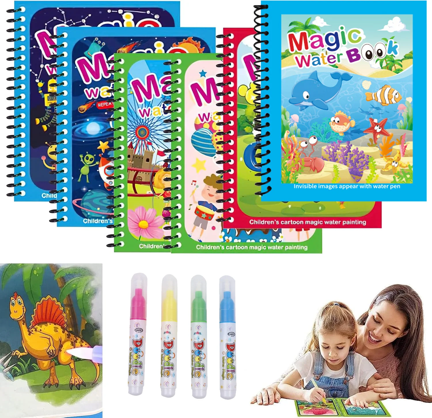 Reusable Water Magic Coloring Book - Su Kalemiyle Kullanılabilen Yeniden Kullanılabilir Boyama