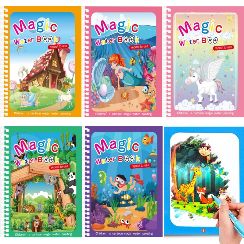 Reusable Water Magic Coloring Book - Çocuk sihirli su çizim kitabı Montessori