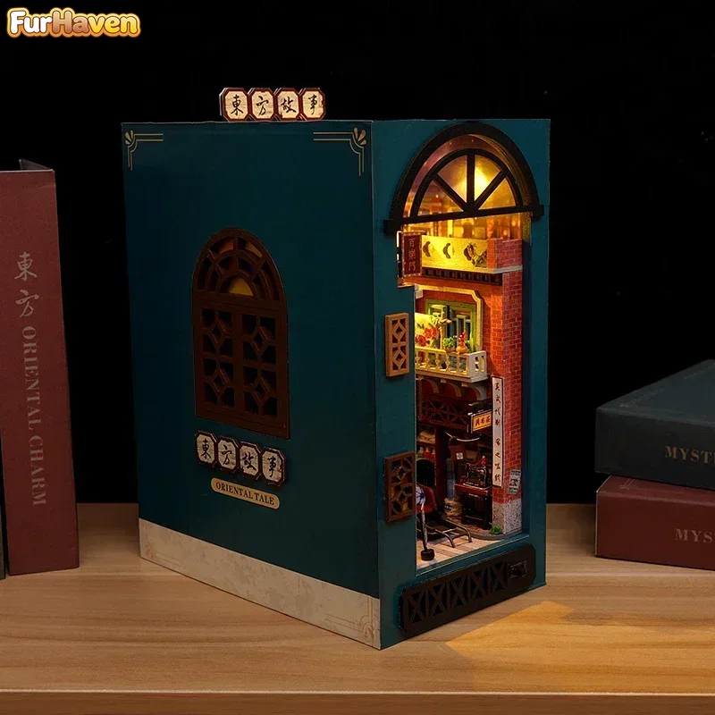DIY Ahşap Oryantal Masallar Çi - Diy Wooden Book Nook Kit Shelf Insert incelemesi ve fiyatı