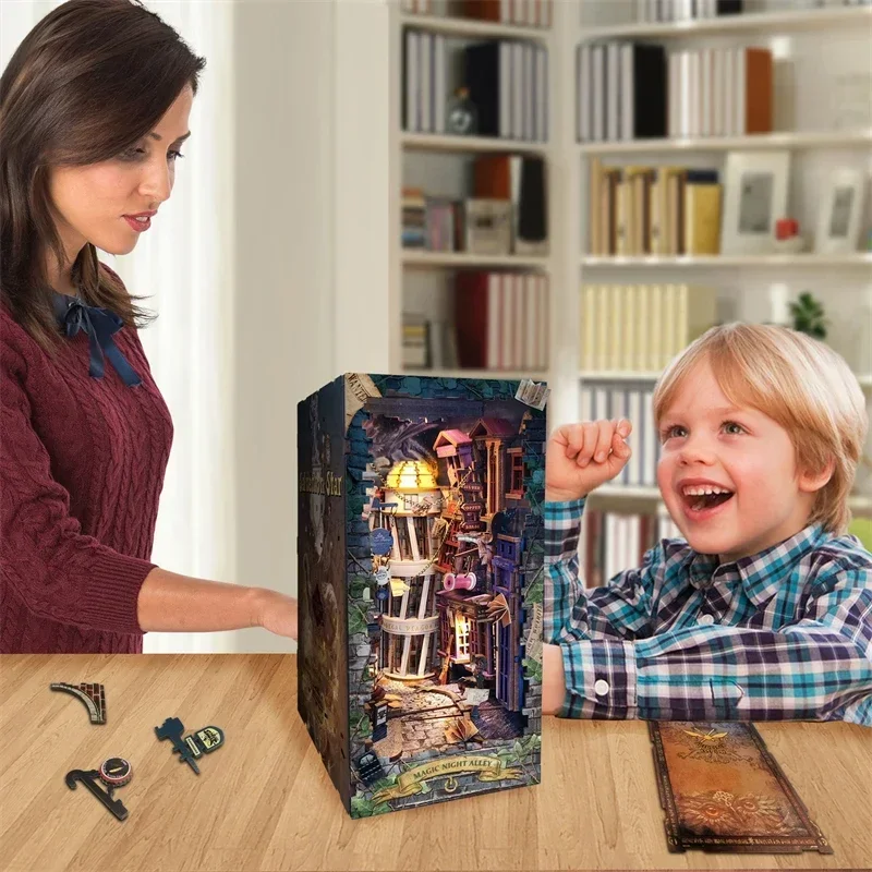 Retro DIY Sihirli Gece Sokakla - Diy Wooden Book Nook Kit Shelf Insert incelemesi ve fiyatı
