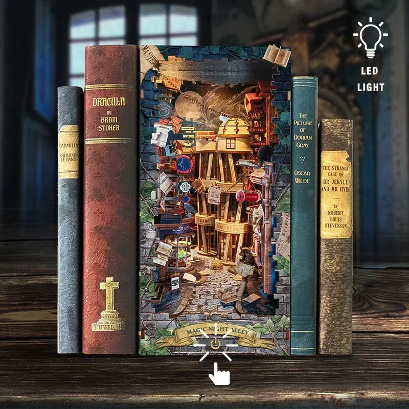 Retro DIY Sihirli Gece Sokakla - Diy Wooden Book Nook Kit Shelf Insert incelemesi ve fiyatı